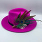 Peacock, Cerise & Green Feather Hat Pin (CFP471)