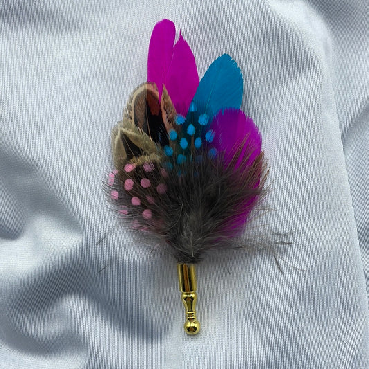 Cerise & Turquoise Feather Lapel Pin (CFLP077)