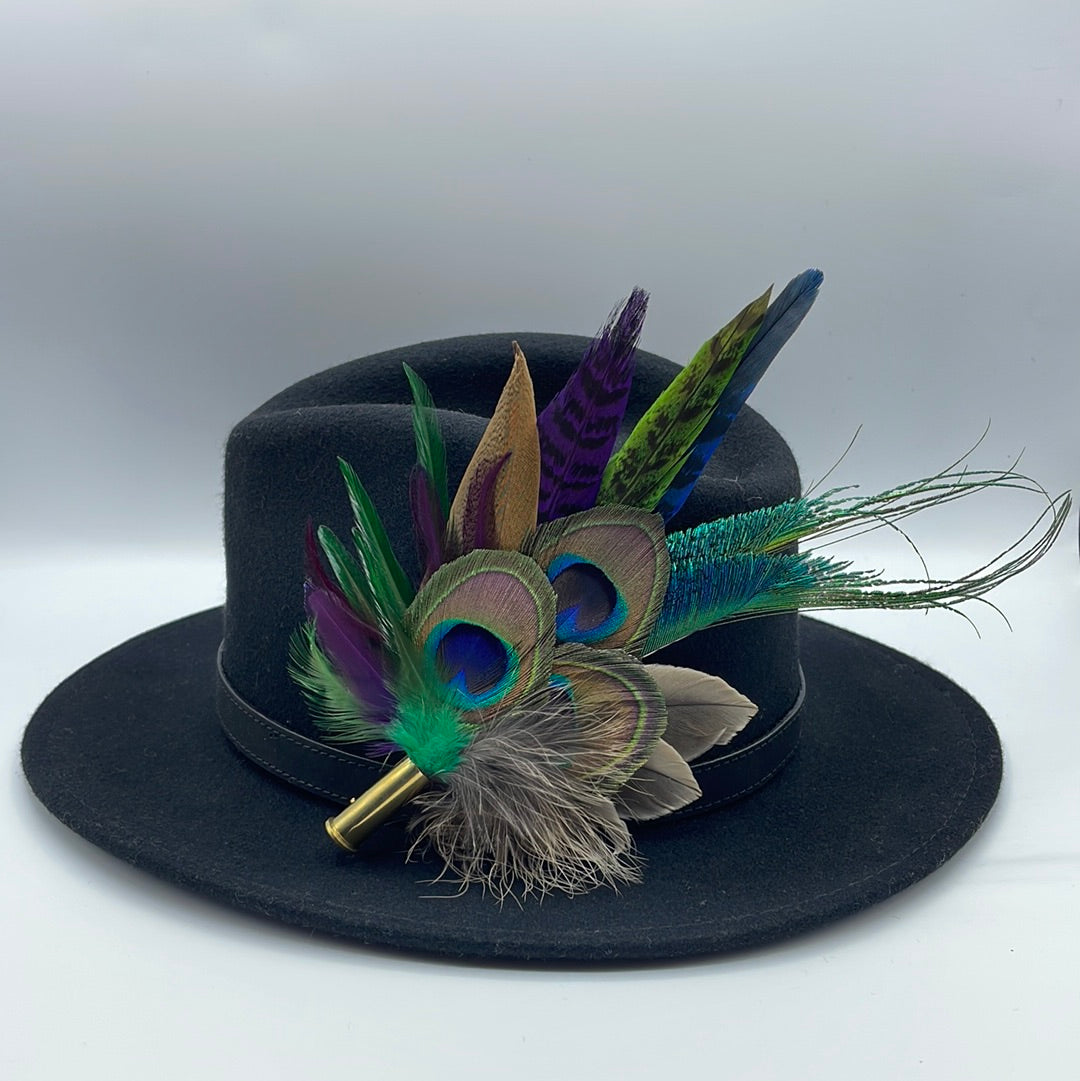 Peacock, Purple & Green Feather Hat Pin (CFP451)