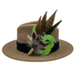 Lime Green, Cerise & Natural Feather Hat Pin (CFP166)