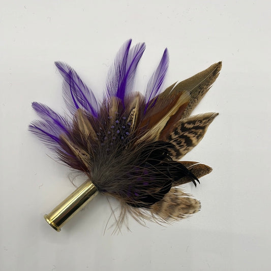 Purple & Natural Feather Hat Pin (CFP482)
