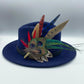 Peacock, Red, Navy & Natural Feather Hat Pin (CFP446)
