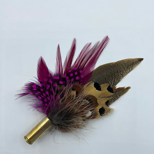 Cerise & Natural Feather Hat Pin (CFP382)