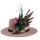 Cerise Pink, Wine, Teal & Natural Feather Hat Pin (CFP785)