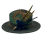 Peacock, Green, Black & Natural Feather Hat Pin (CFP388)