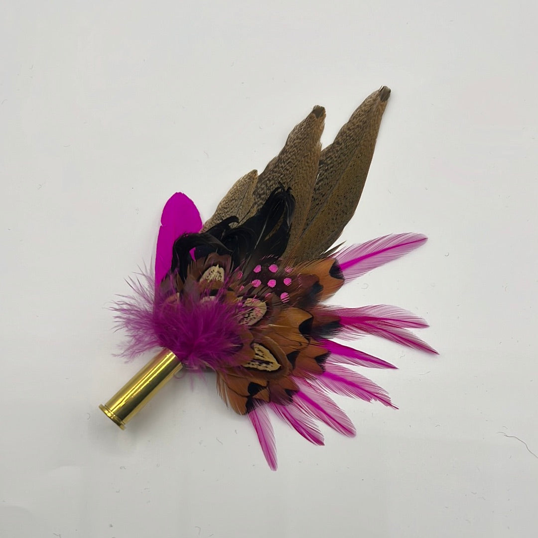 Cerise & Natural Feather Hat Pin (CFP476)