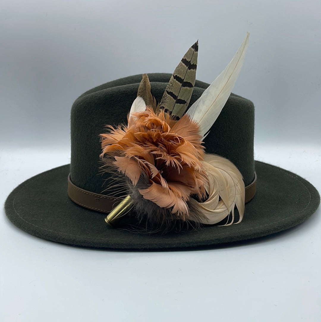 Coffee, Peach & White Feather hat Pin (CFP414)