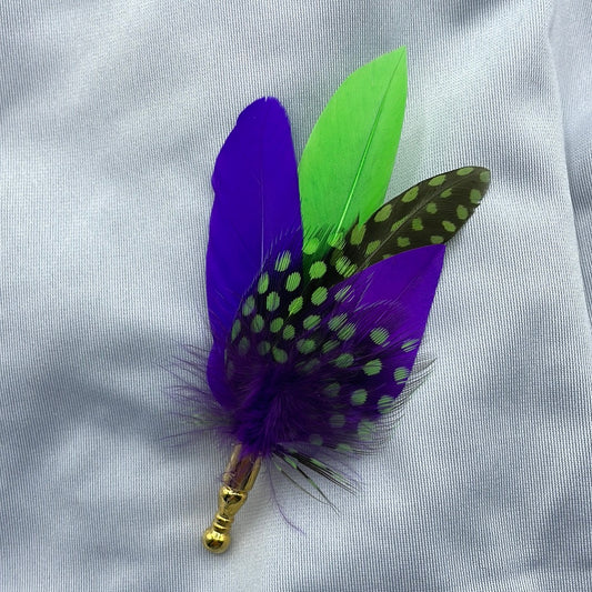 Purple & Lime Feather Lapel Pin (CFLP092)