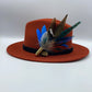 Blue, Rust & Natural Feather Hat Pin (CFP411)