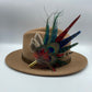 Peacock, Red & Navy Feather Hat Pin (CFP449)