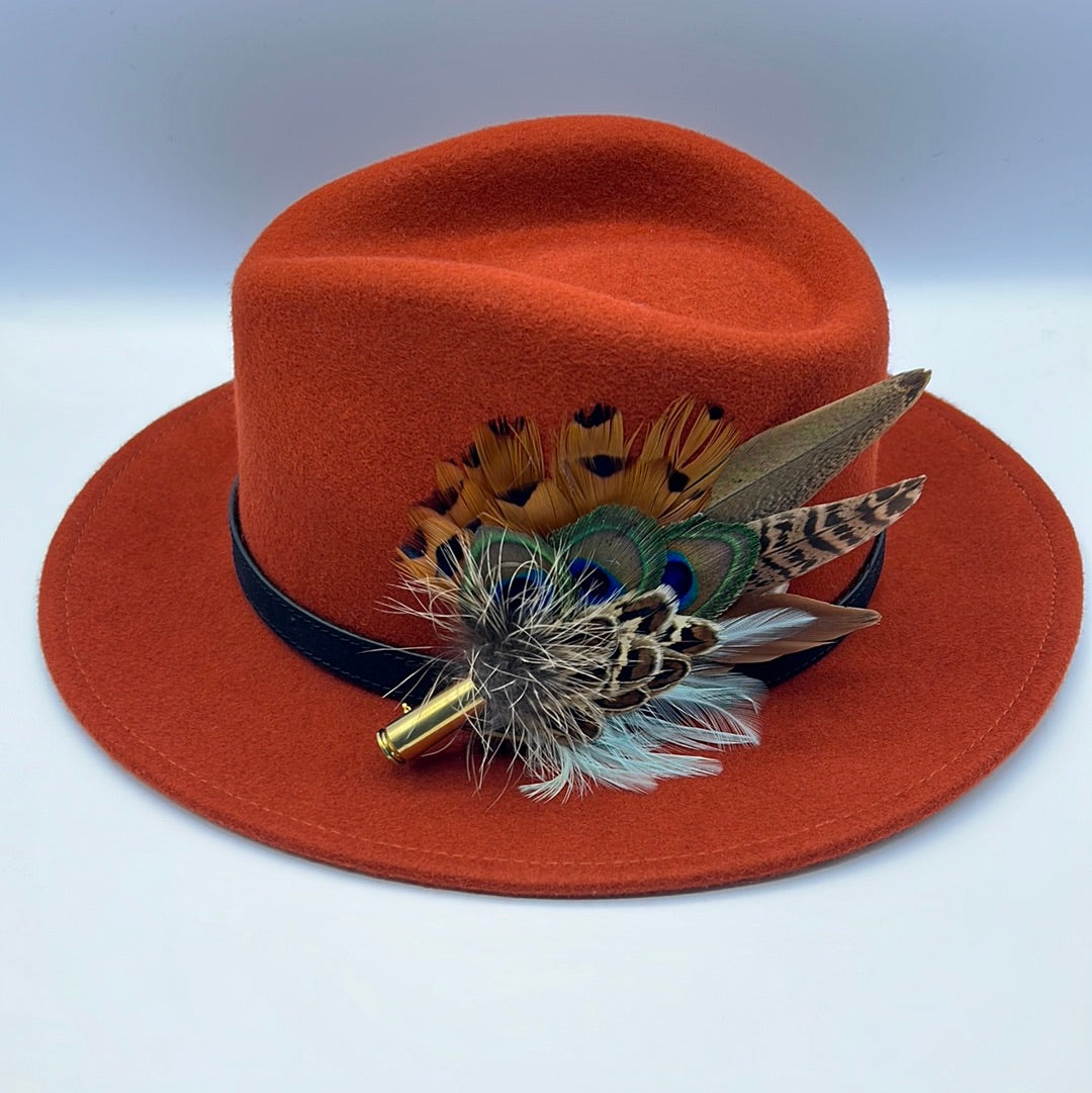 Peacock, Pale Blue & Natural Feather Hat Pin (CFP484)