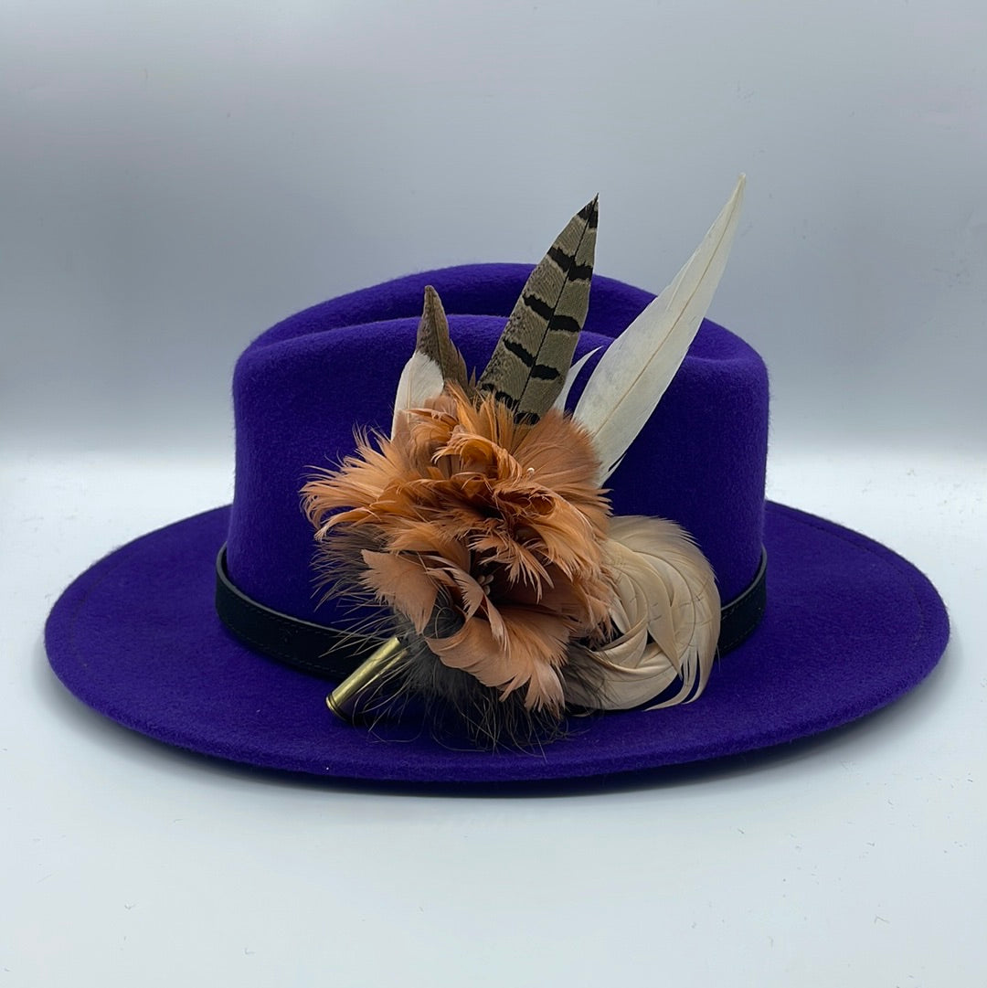 Coffee, Peach & White Feather hat Pin (CFP414)