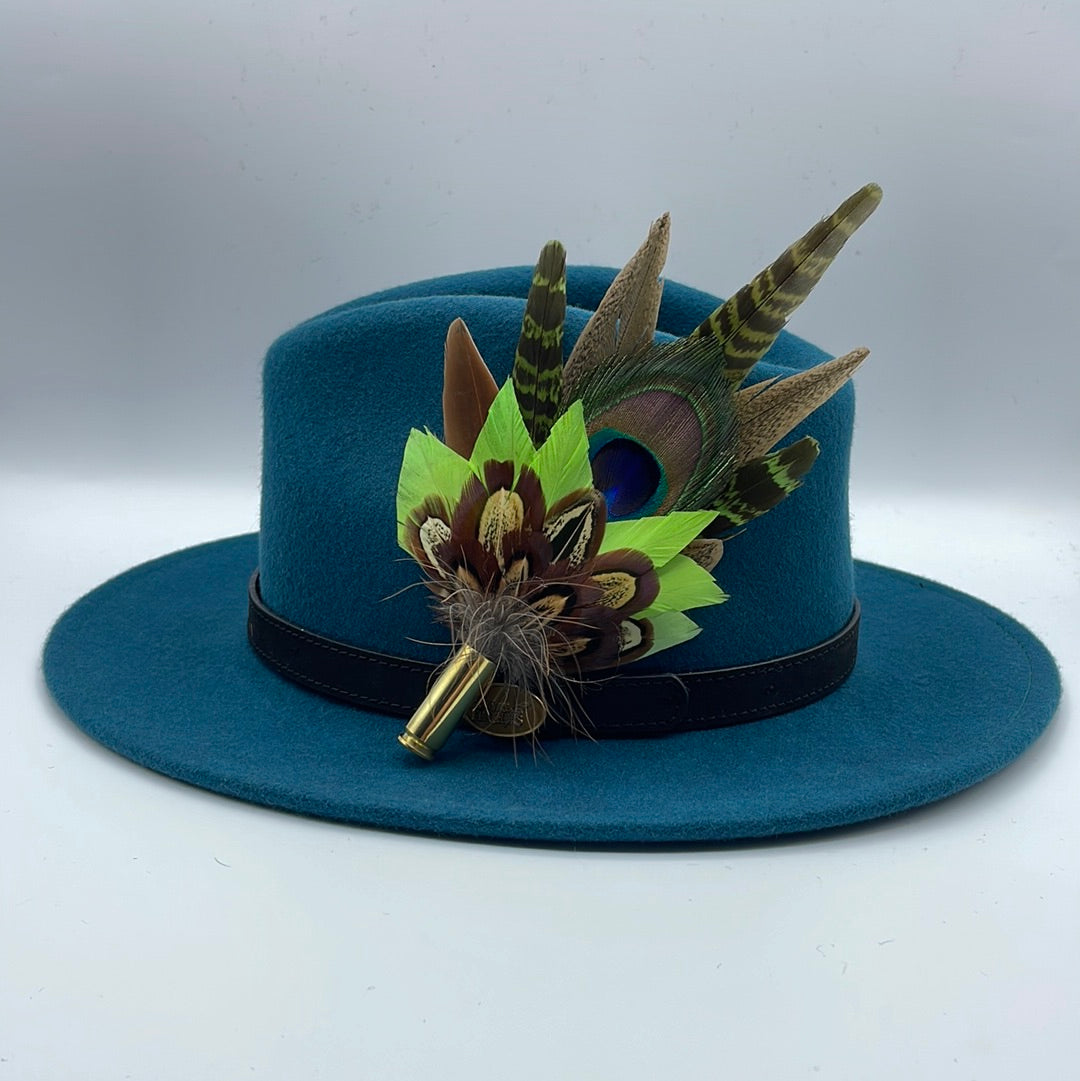 Peacock, Lime Green & Green Feather Hat Pin (CFP440)
