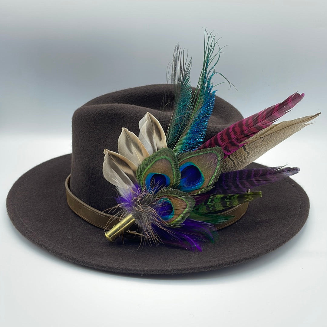 Peacock, Purple & Green Feather Hat Pin (CFP450)
