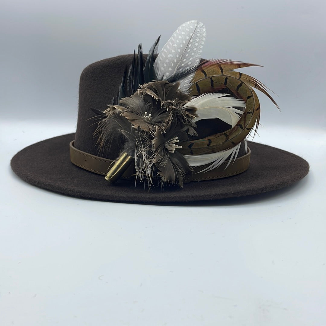 Black, White & Brown Feather Hat Pin (CFP404)