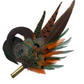 Peacock, Rust, Green & Natural Feather Hat Pin (CFP373)