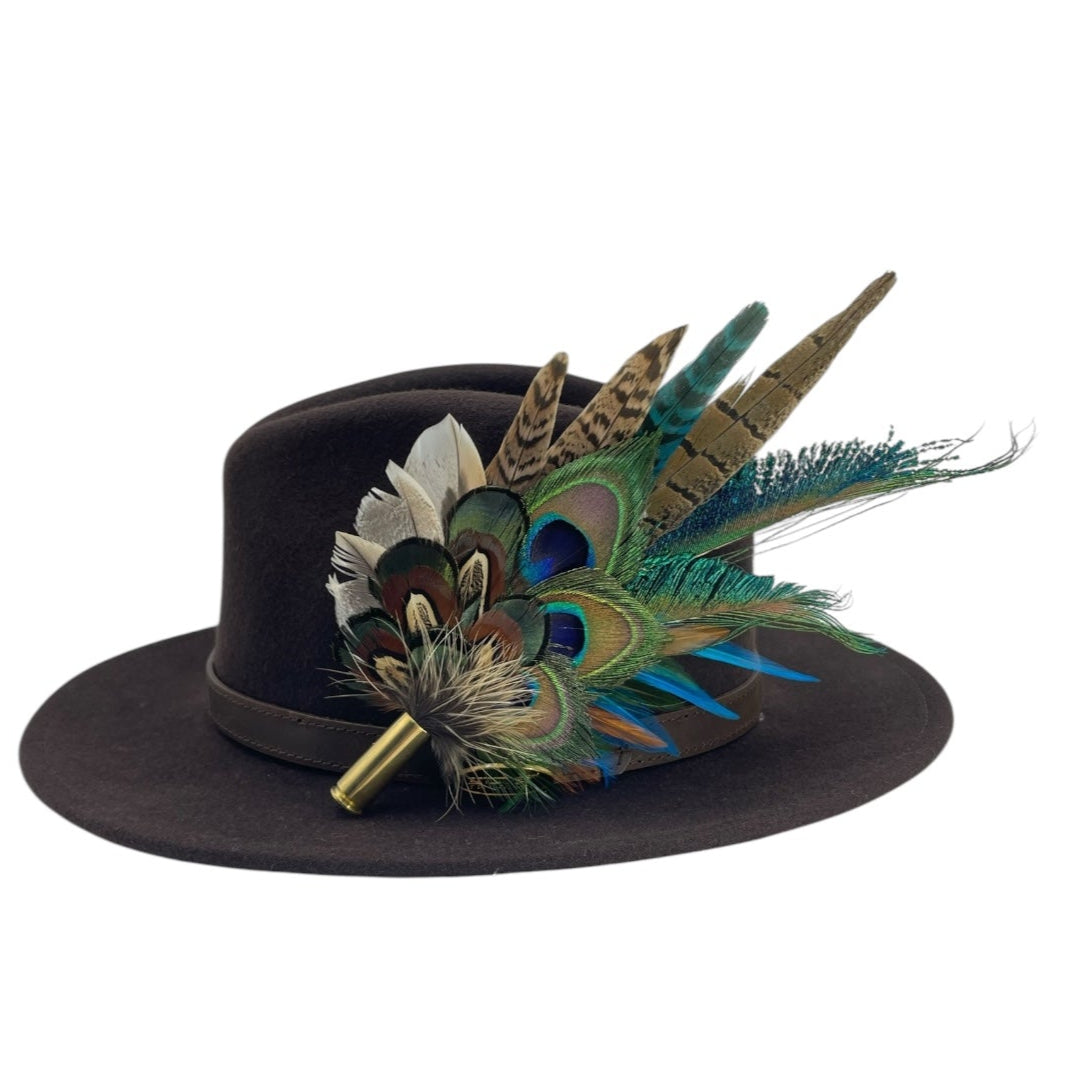 Teal & Natural Feather Hat Pin (CFP784)