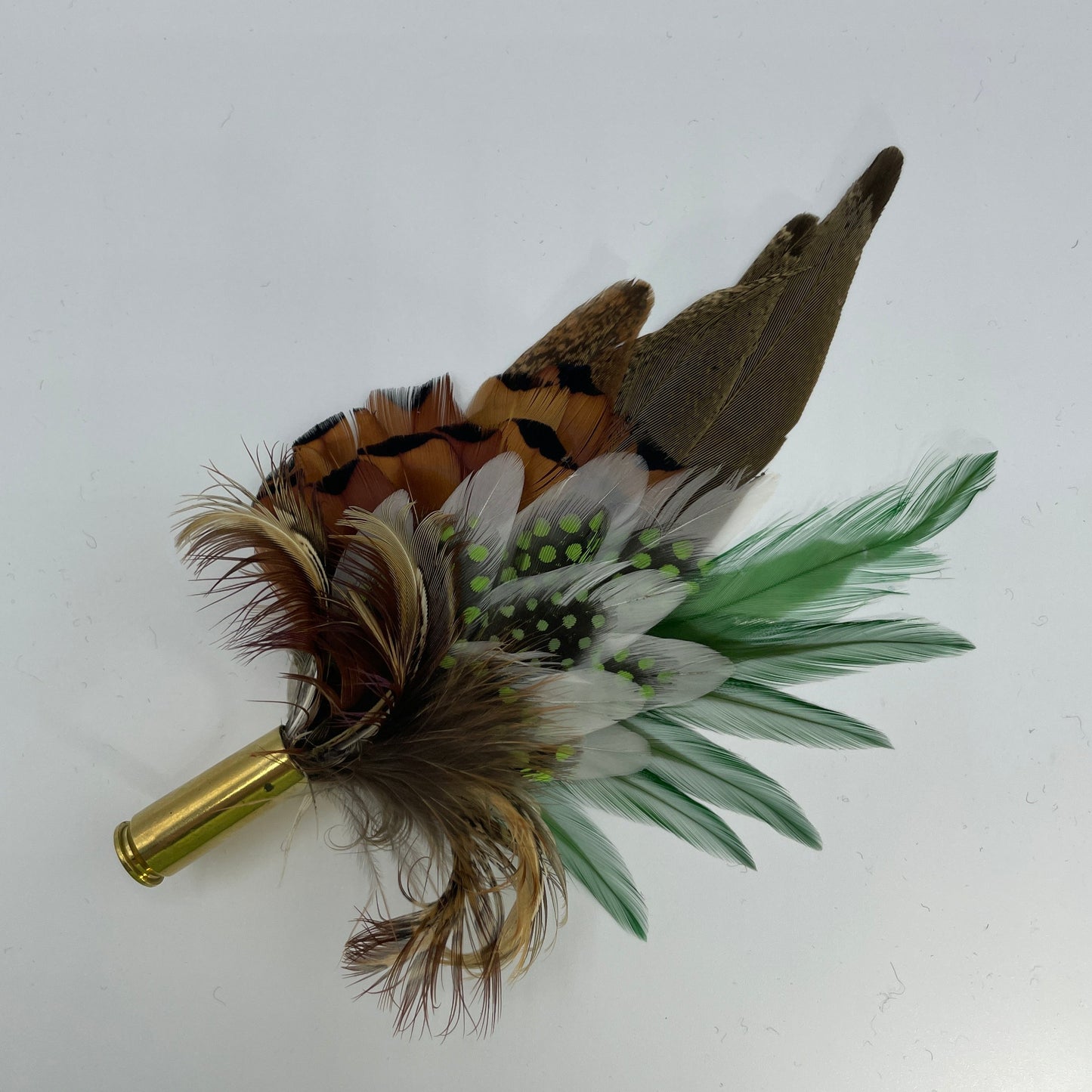 Green & Natural Feather Hat Pin (CFP572)