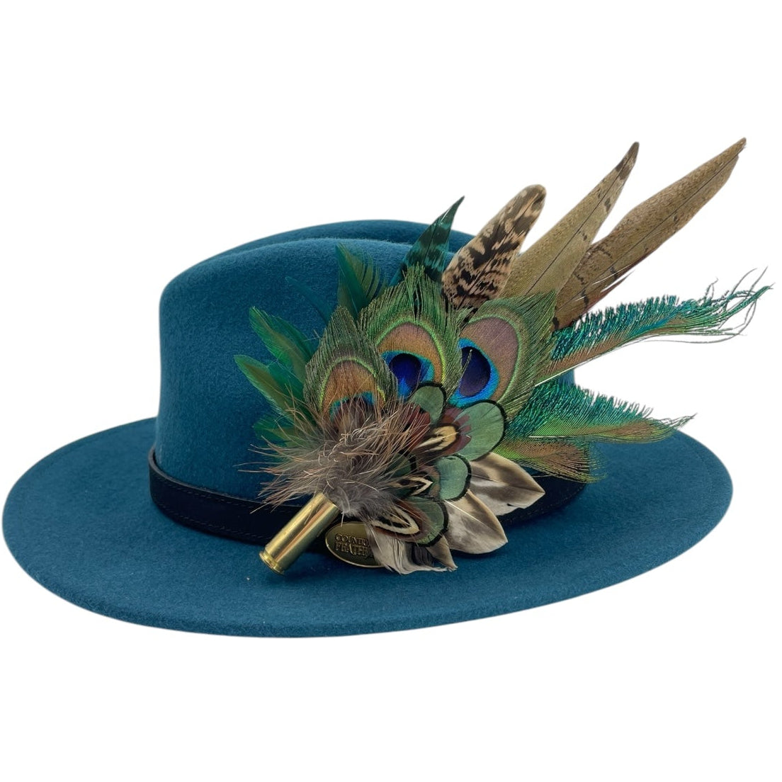 Teal & Natural Feather Hat Pin (CFP792)