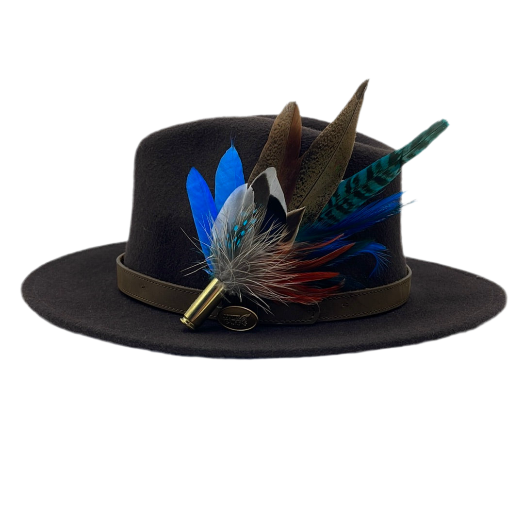 Blue, Rust & Natural Feather Hat Pin (CFP411)