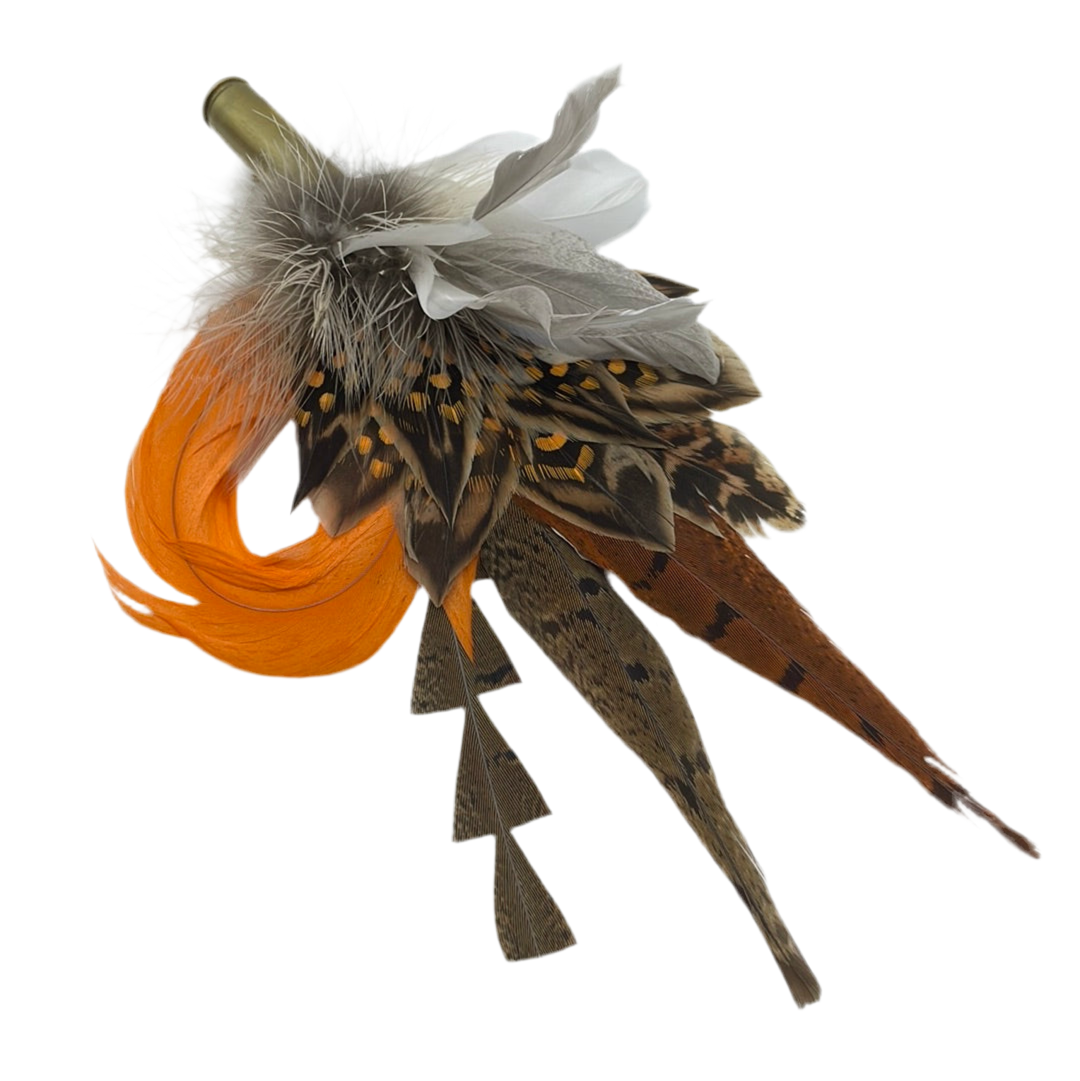 Orange & Natural Feather Hat Pin (CFP323)