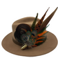 Peacock, Rust, Green & Natural Feather Hat Pin (CFP373)