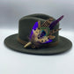 Peacock, Purple & Natural Feather Hat Pin (CFP436)