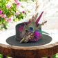 Teal, Cerise Pink, Wine & Natural Feather Hat Pin (CFP787)