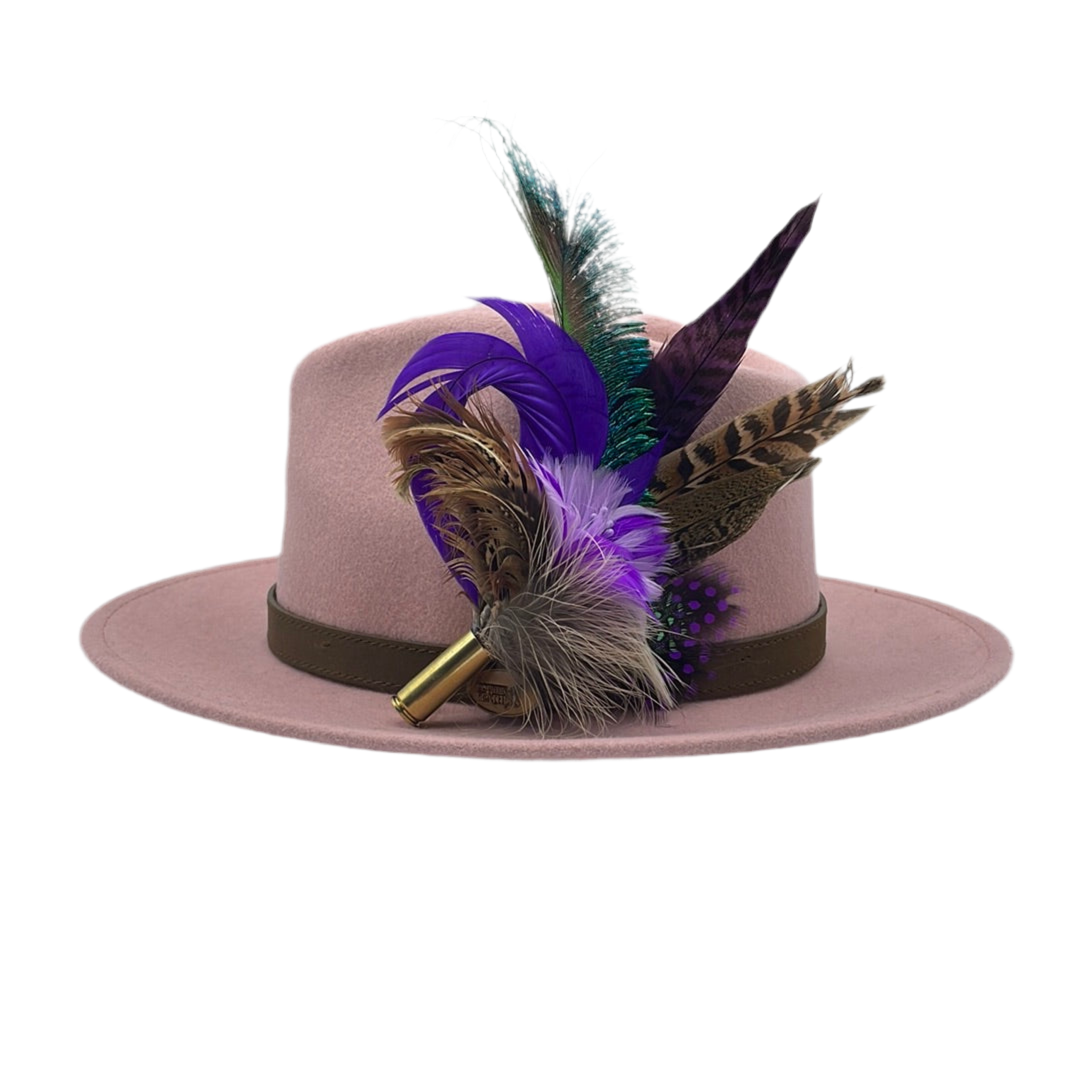 Purple, Lilac, Peacock & Natural Feather Hat Pin (CFP413)