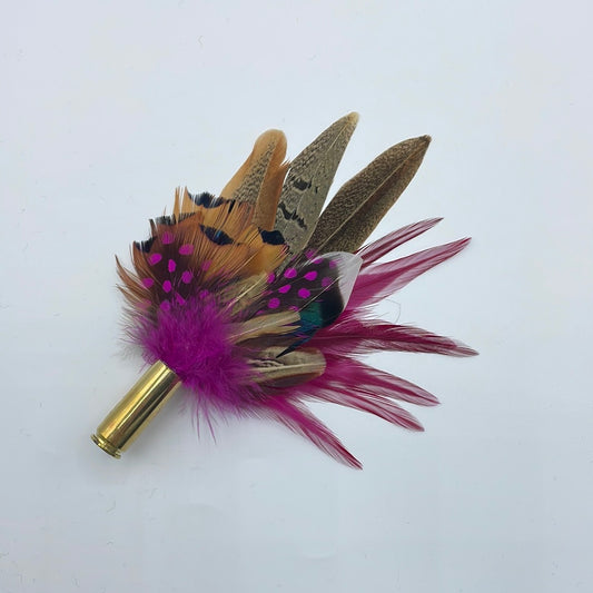 Cerise & Natural Feather Hat Pin (CFP384)