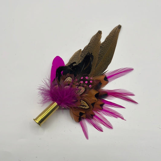 Cerise & Natural Feather Hat Pin (CFP476)