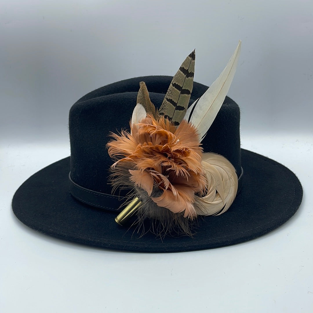 Coffee, Peach & White Feather hat Pin (CFP414)