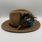 Peacock, Blue & Natural Feather Hat Pin (CFP279)- REDUCED EX-DISPLAY