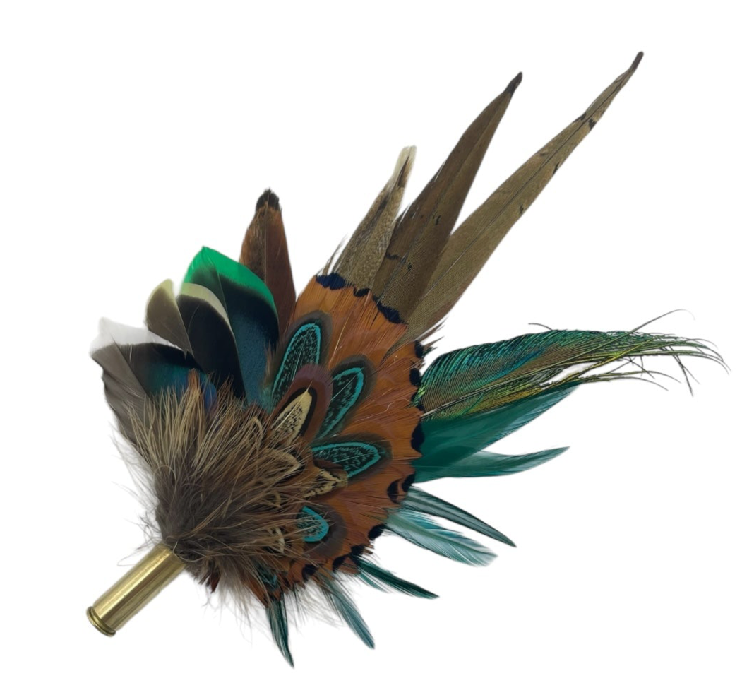 Teal & Natural Feather Hat Pin (CFP764) (