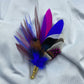 Royal Blue & Cerise Natural Feather Lapel Pin (CFLP075)