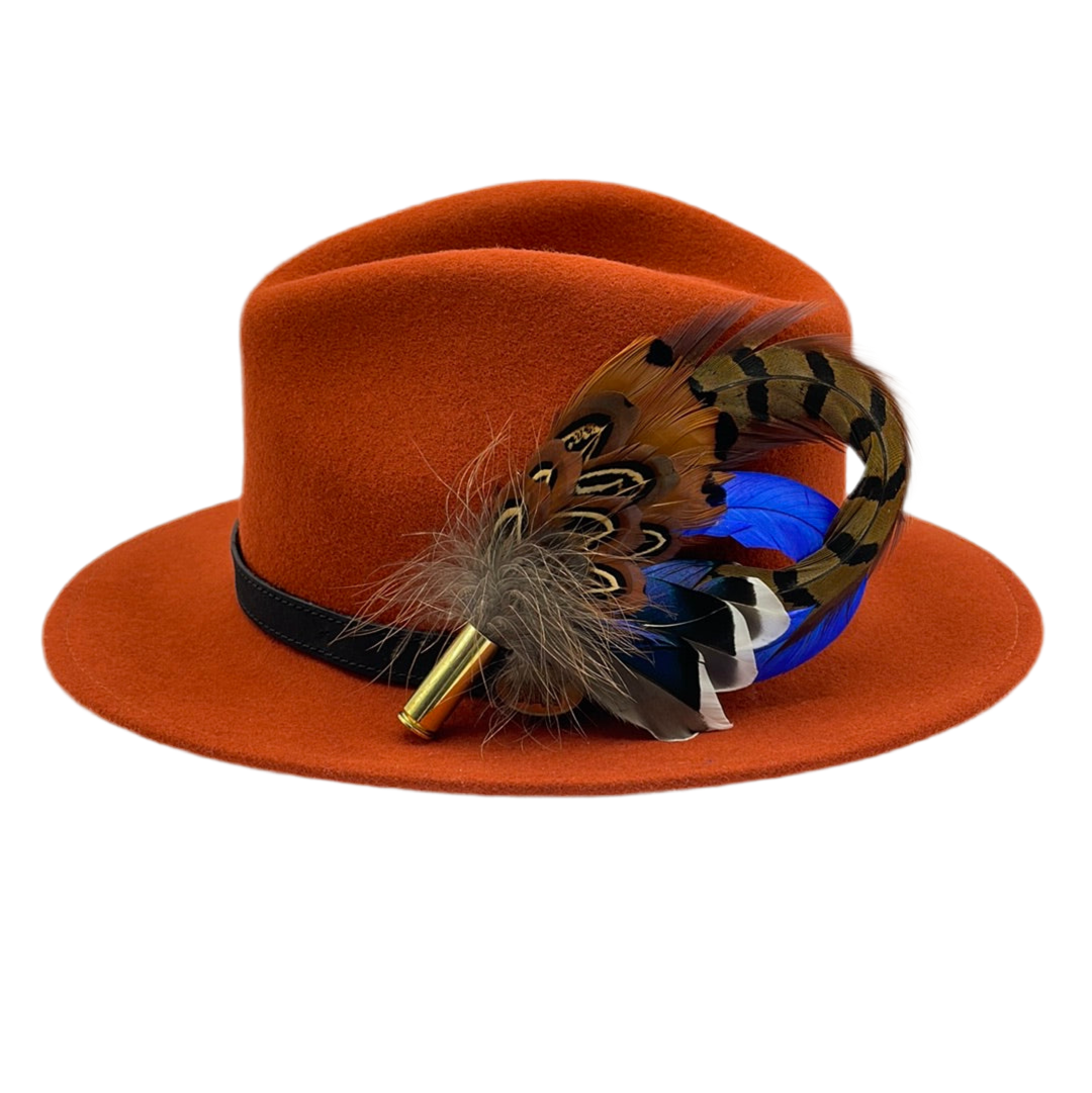 Royal Blue & Natural Feather Hat Pin (CFP276)