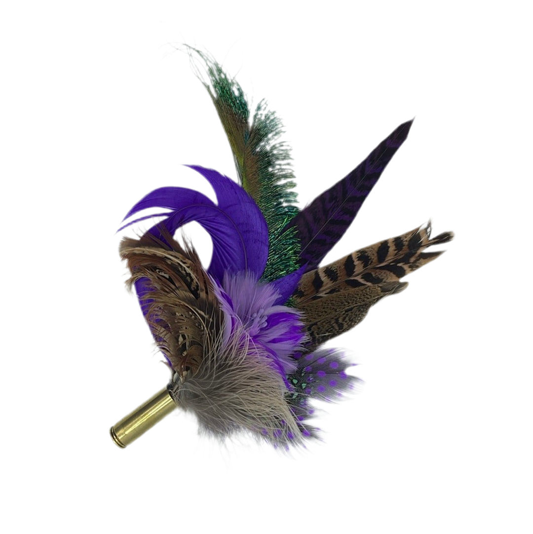 Purple, Lilac, Peacock & Natural Feather Hat Pin (CFP413)