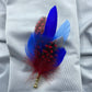 Red & Royal Blue Feather Lapel Pin (CFLP100)