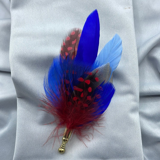 Red & Royal Blue Feather Lapel Pin (CFLP100)
