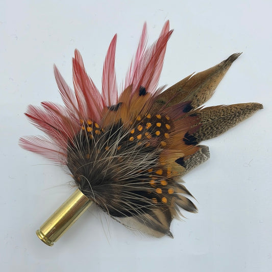 Orange & Natural Feather Hat Pin (CFP394)