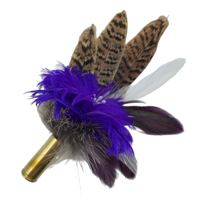 Purple & Natural Feather Hat Pin (CFP642)