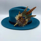 Peacock, Orange & Natural Feather Hat Pin (CFP437)