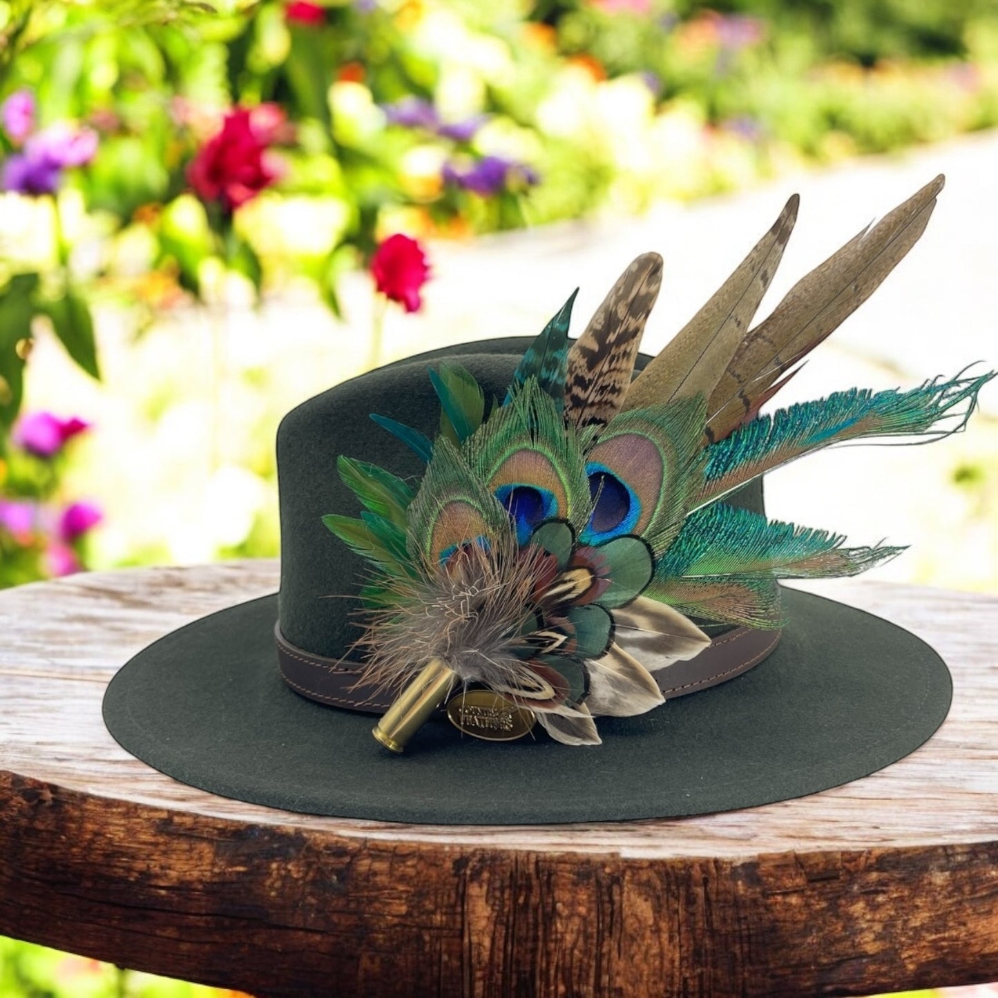 Teal & Natural Feather Hat Pin (CFP792)