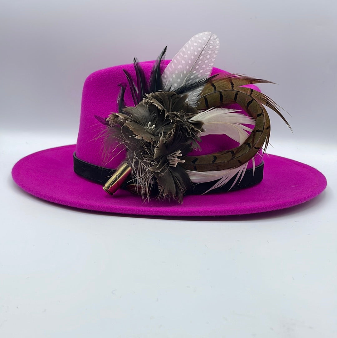 Black, White & Brown Feather Hat Pin (CFP404)