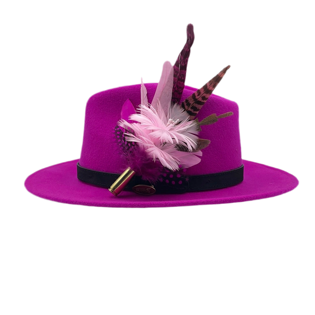 Pink Tones with Cerise Feather Hat Pin (CFP409)