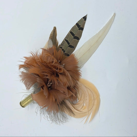 Coffee, Peach & White Feather hat Pin (CFP414)