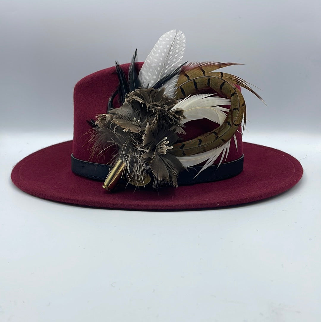 Black, White & Brown Feather Hat Pin (CFP404)
