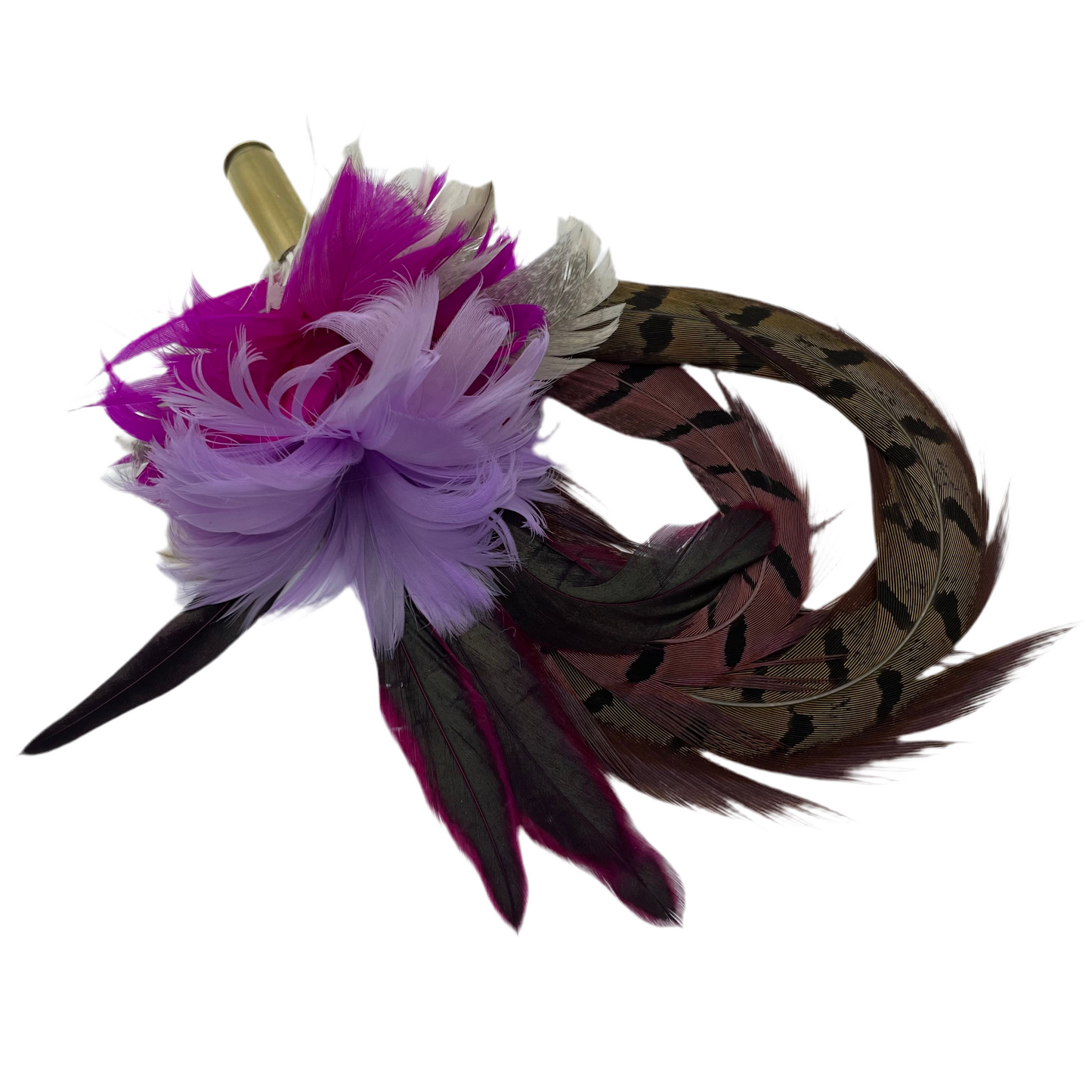 Cerise, Lilac, Wine & Natural Feather Hat Pin (CFP241)