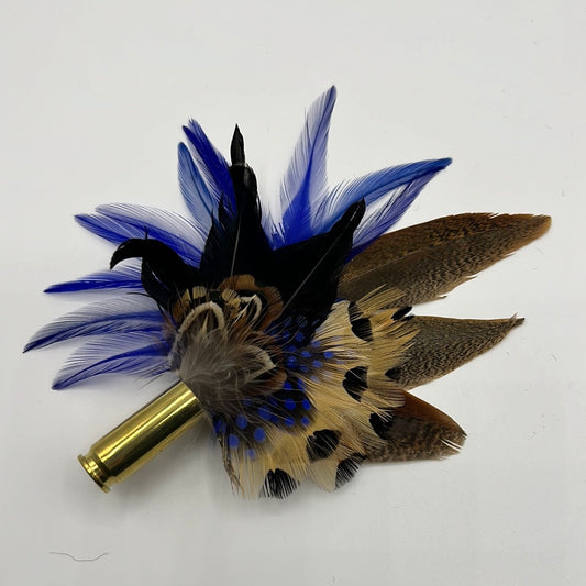 Blue & Natural Feather Hat Pin (CFP478)