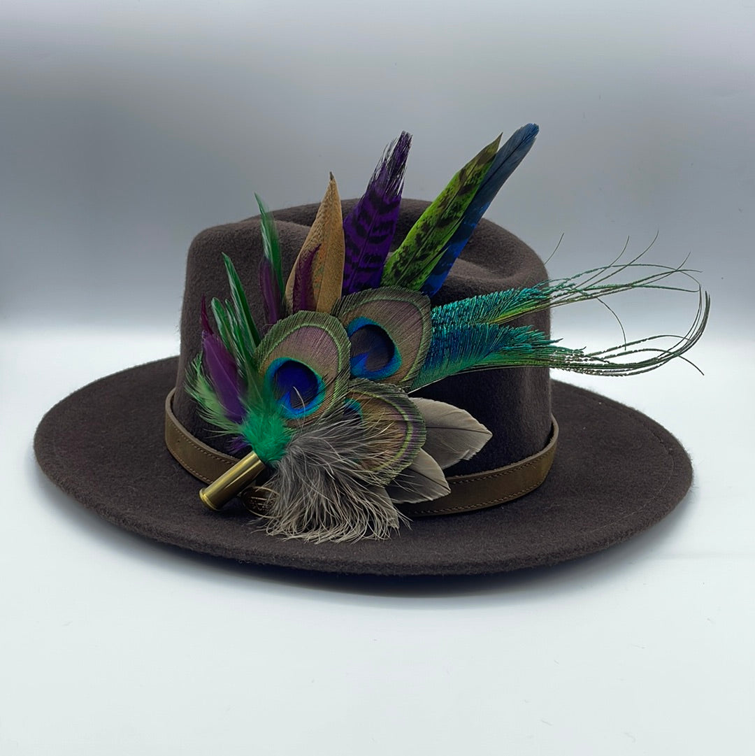 Peacock, Purple & Green Feather Hat Pin (CFP451)